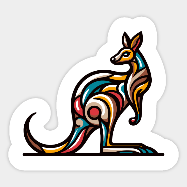 Pop art kangaroo illustration. cubism illustration of a kangaroo Sticker by gblackid